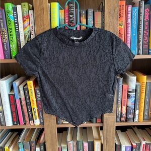 Darling Black Textured Crop Top